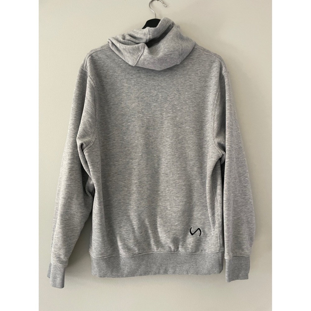 TLF Mens Heather Grey Pullover Hoodie Athleisure Sweatshirt Logo Patch - Picture 6 of 11